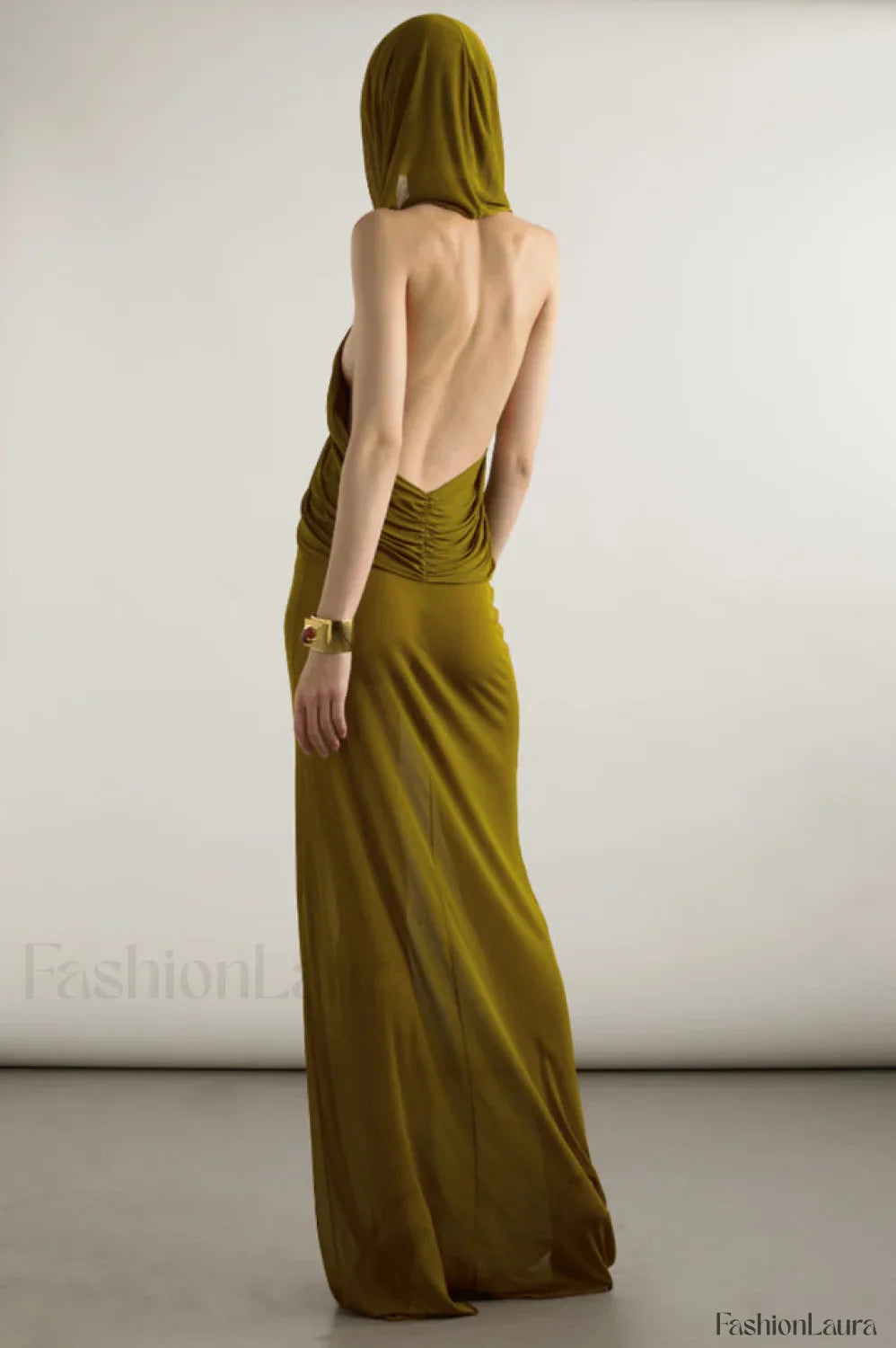 Carleigh Ruche Maxi Charming Dress With Headscarf