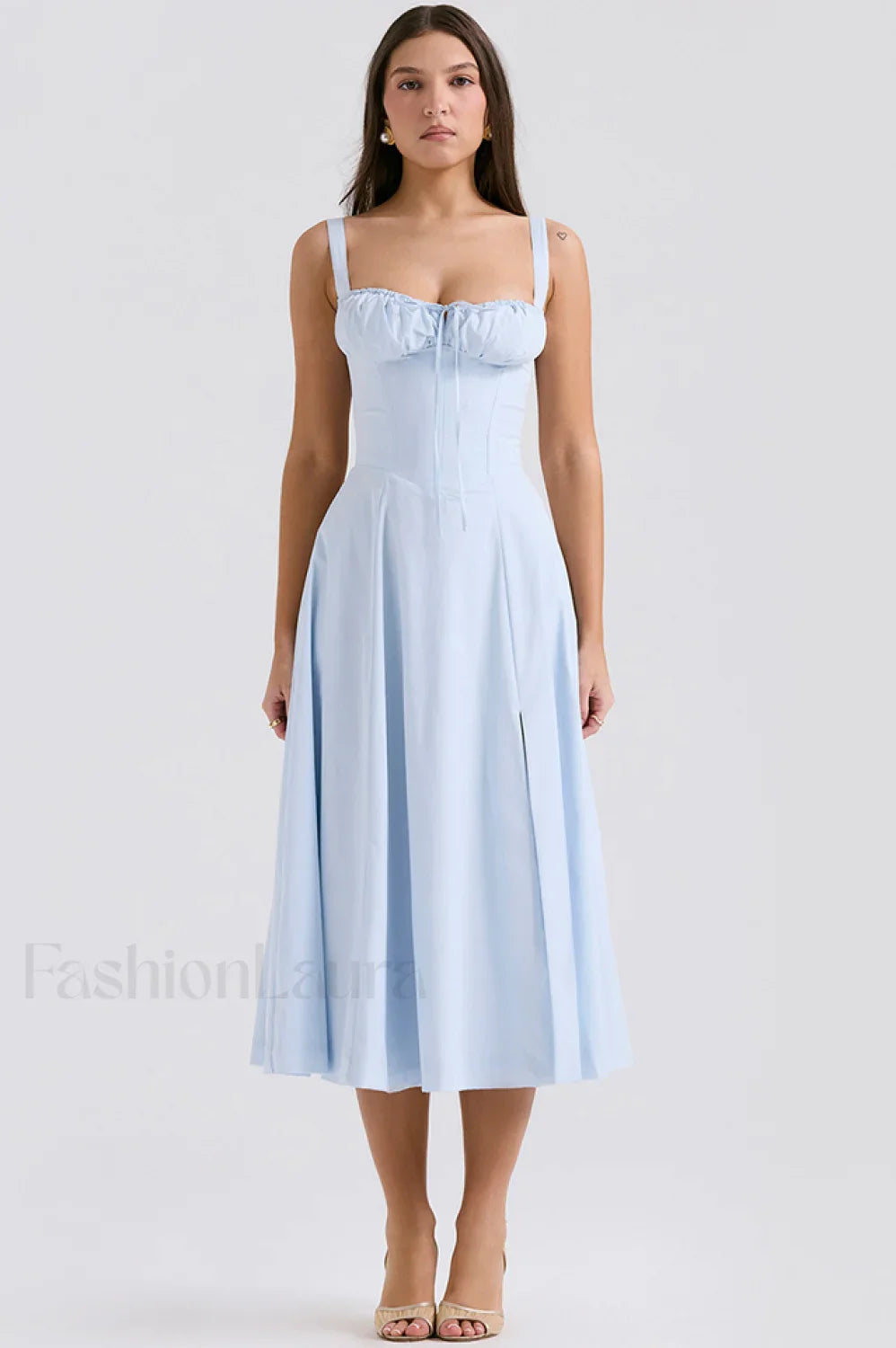 Carmen Elegant Bustier Sundress XS / Soft Blue