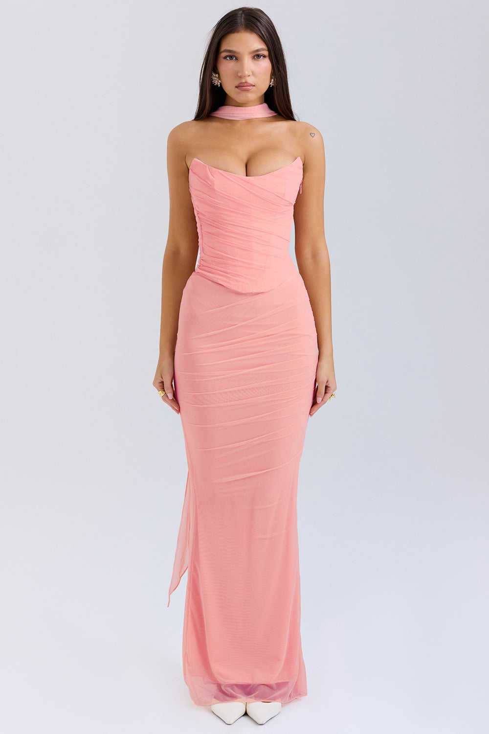 CASSIA CORSET MAXI DRESS-PINK