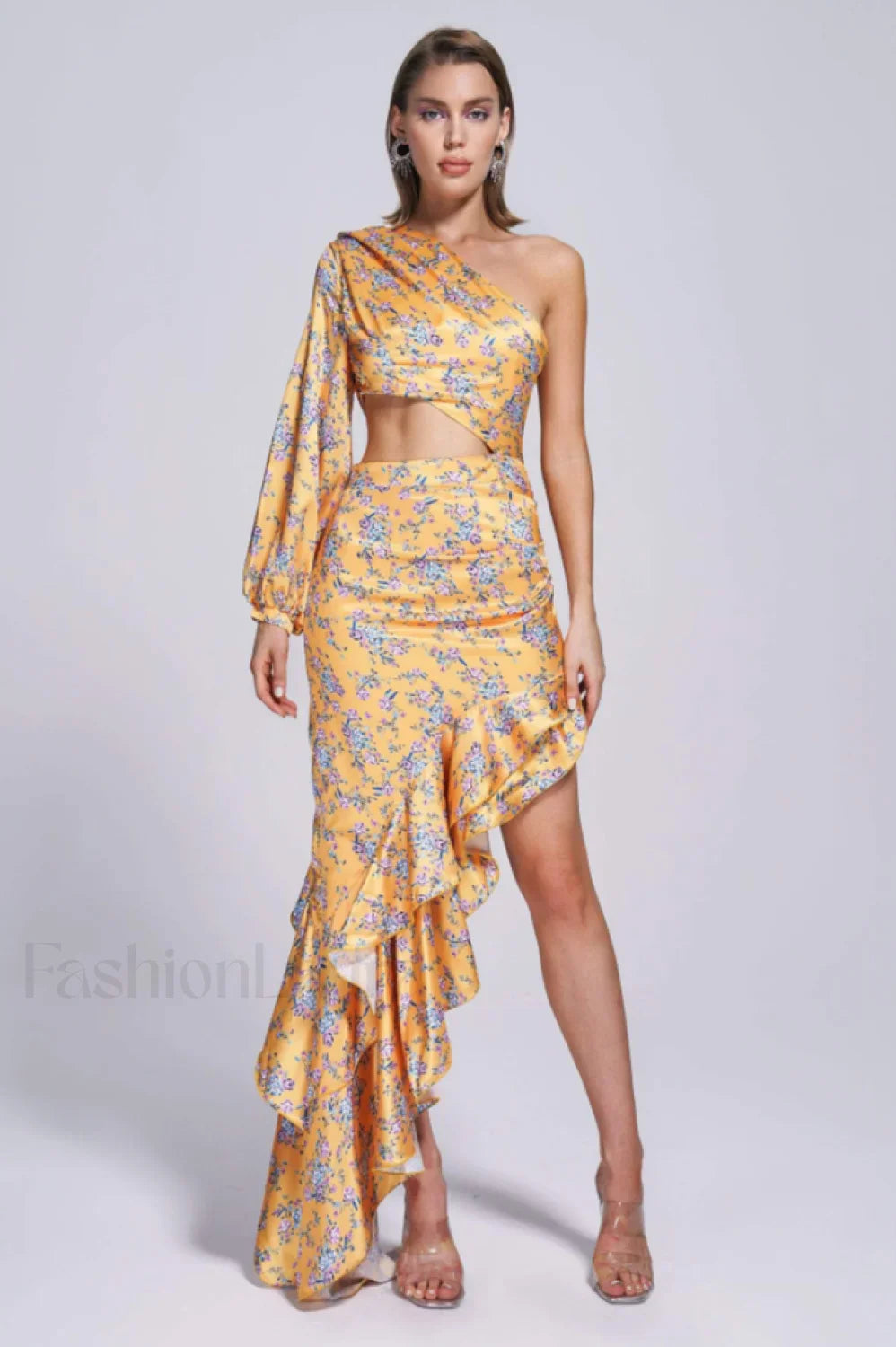 Cassidy One Shoulder Charming Floral Maxi Dress