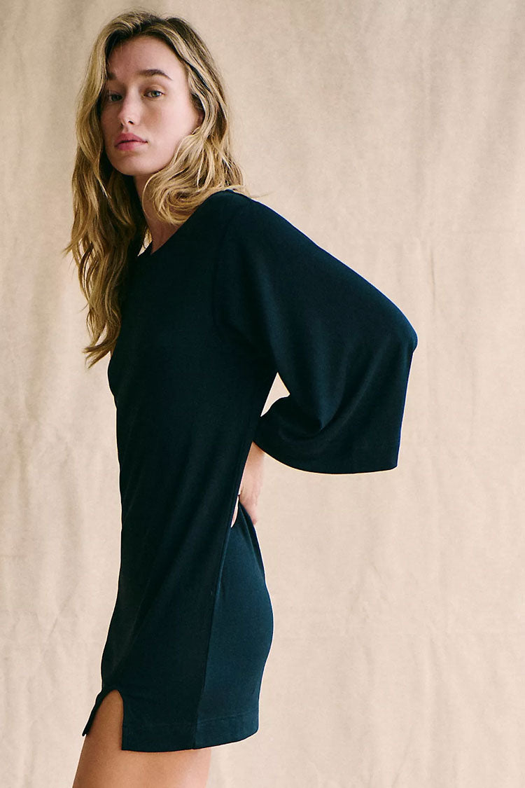 Casual Crew Neck 3/4 Sleeve Oversized Split Summer Mini T Shirt Dress