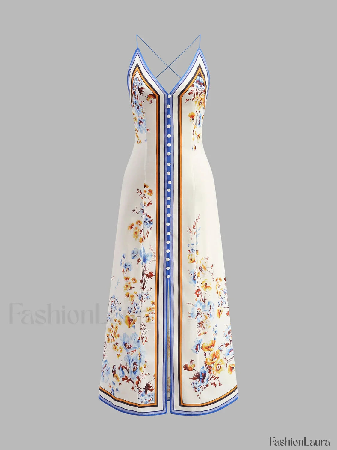 Casual Floral Printed Halter Long Dress