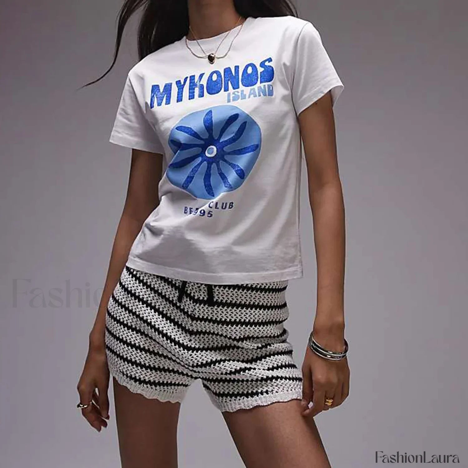 Casual Letter Print Round Neck T-Shirt