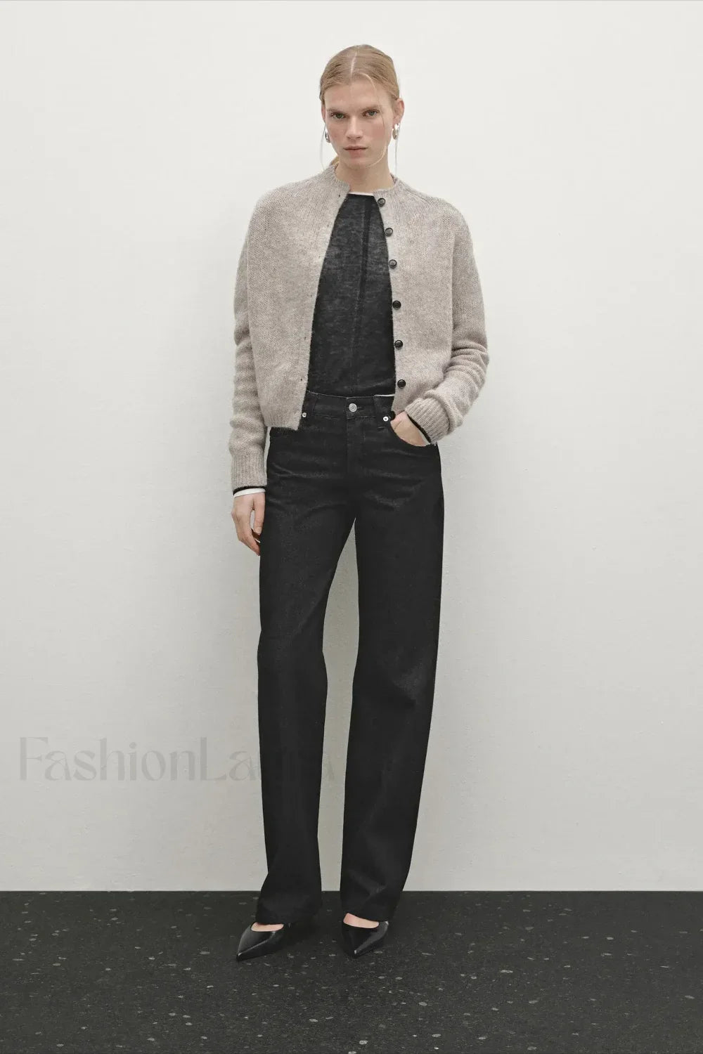 Casual Minimalist Semi-Turtleneck Knit Cardigan