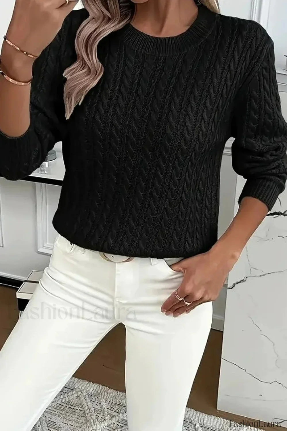 Casual Round Neck Knit Sweater