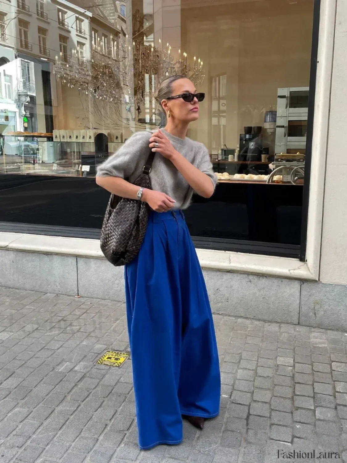 Casual Solid Color Short Sleeve Women's Elegant Round Neck Loose Sweater