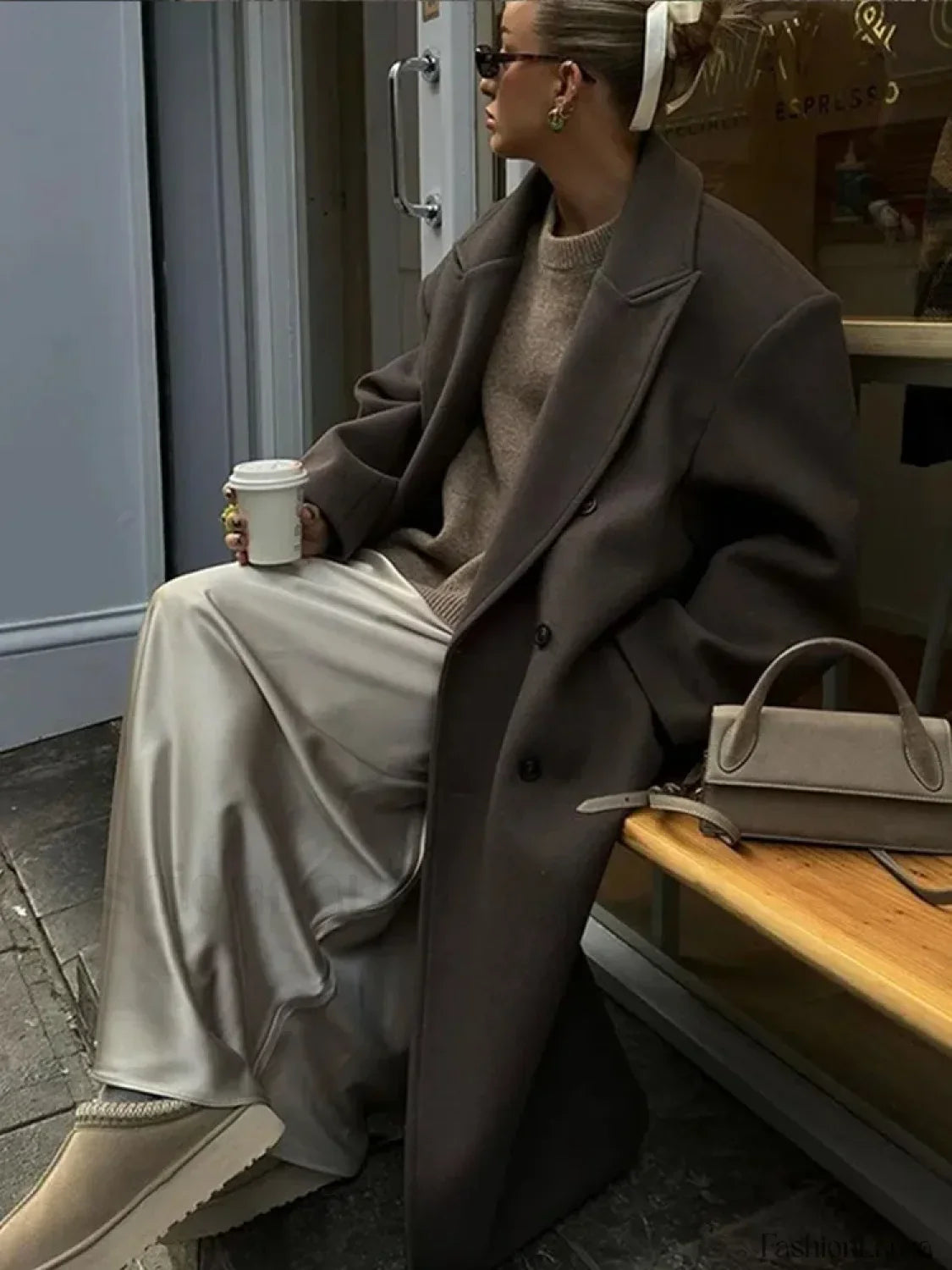 Casual Solid Double-Breasted Long Overcoats