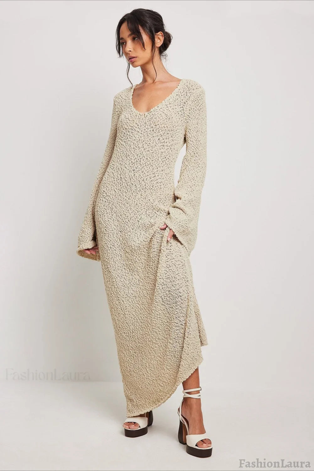 Casual Solid Maxi Sweater Dress