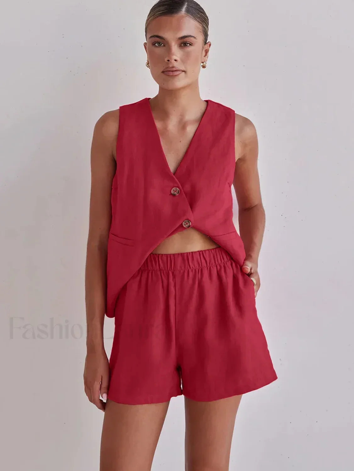 Casual Spaghetti Strap Crop Shorts Two Piece Set