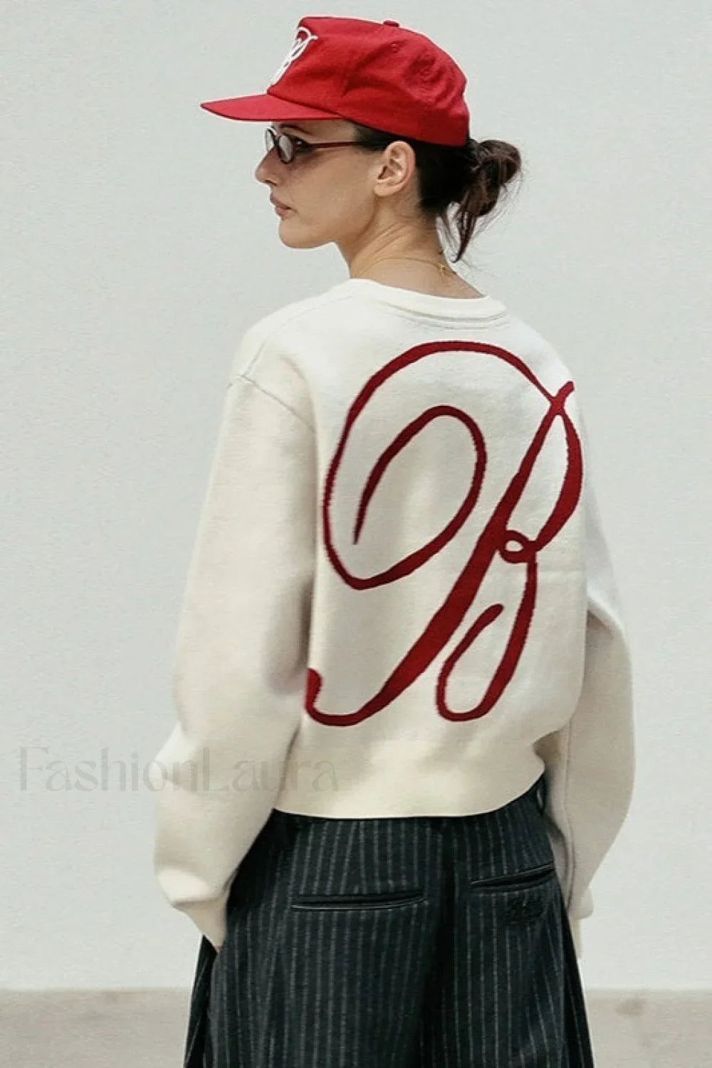 Casual Vintage Crew Neck Sweater White / One Size