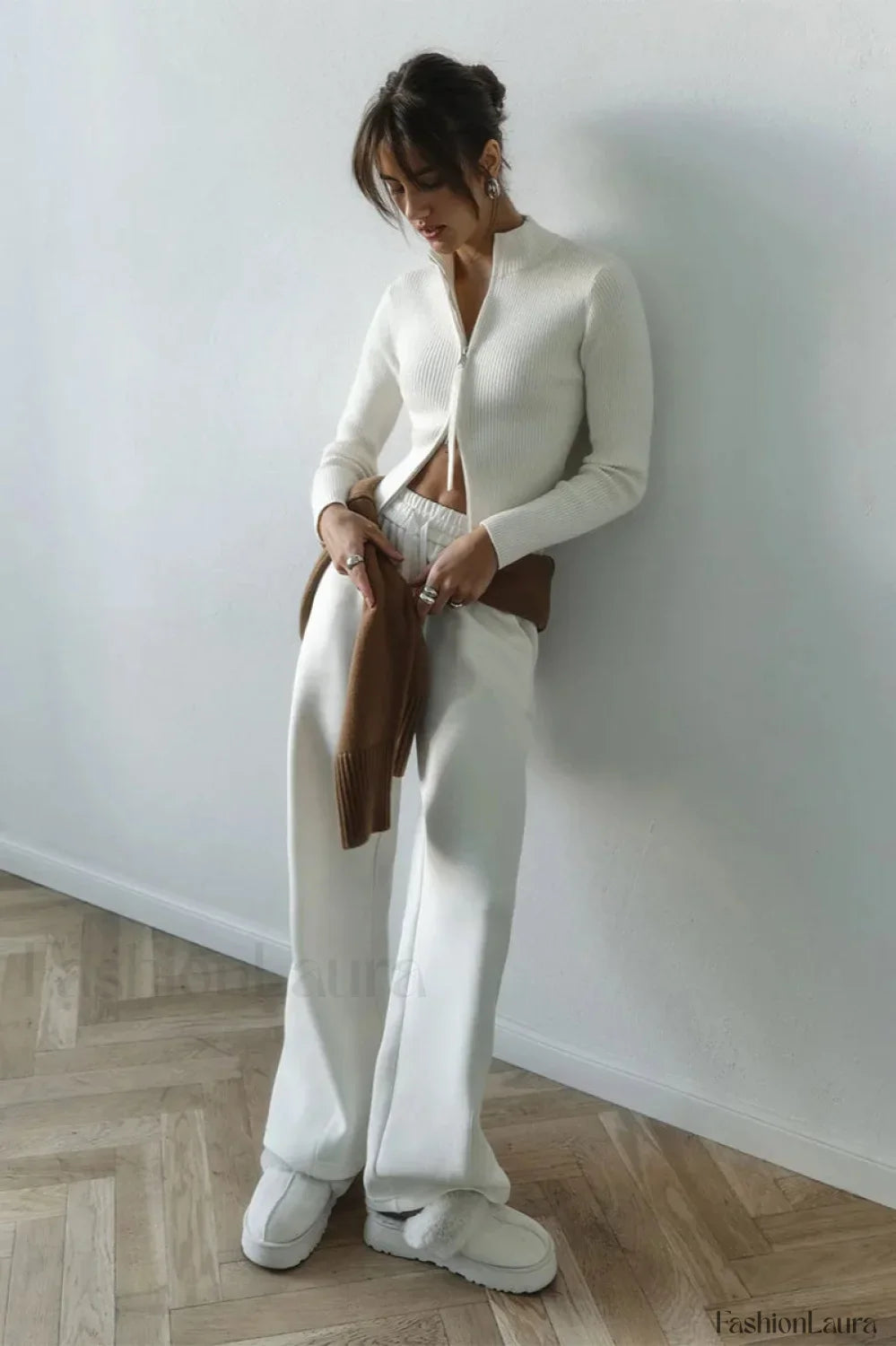 Casual Zip Front Knit Cardigan