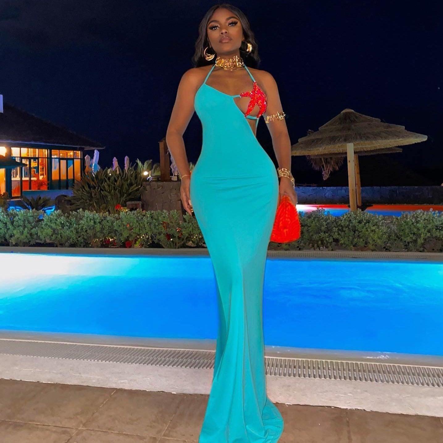 Seaside Serenity Starfish Bustier Split Maxi Dress - View 8