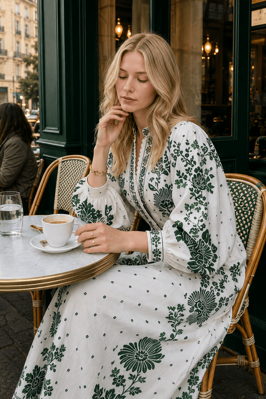 Printed Long-Sleeve Boho Dress