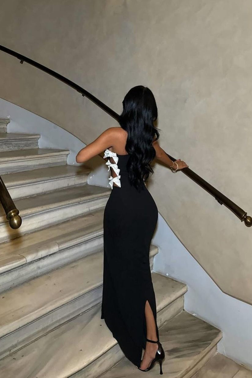Strapless Cut Out Bow Mermaid Gown