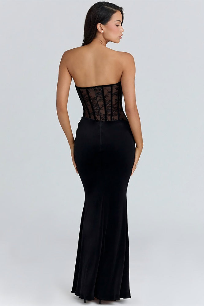 Sheer Lace Mesh Panel Bodycon Mermaid Lace Dress