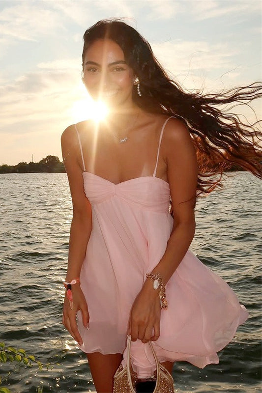 Off Shoulder Flowy Chiffon Cami Mini Dress - View 4