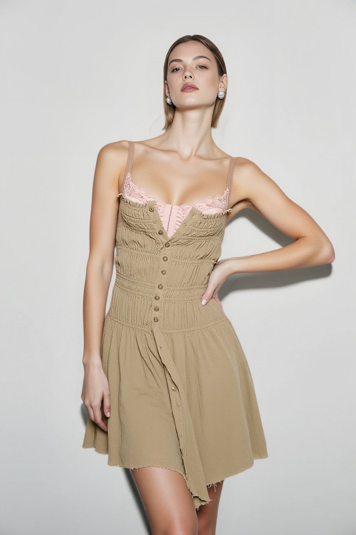 Fairy Ruched Spaghetti Strap Bodycon Mini Dresses