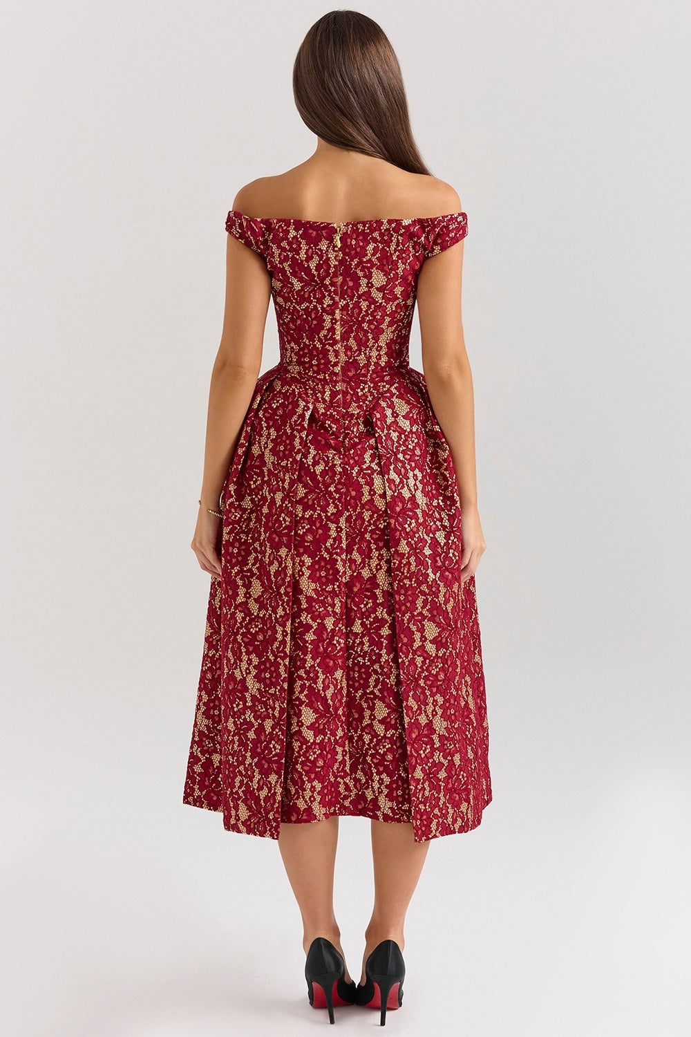 Backless Off-the-Shoulder Floral Dress