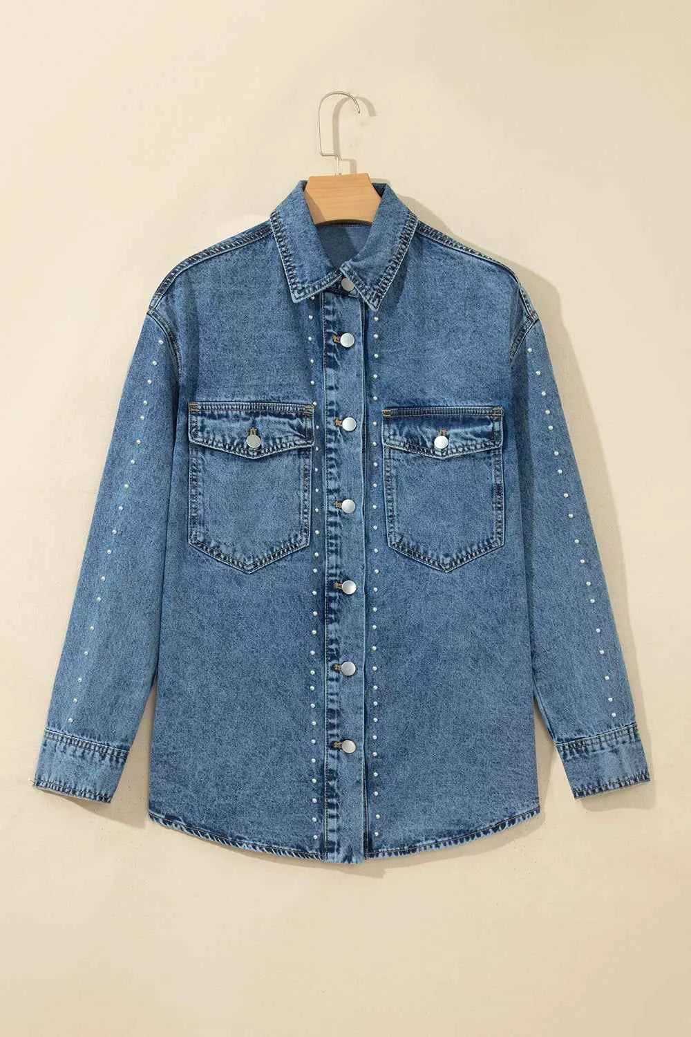 Rivet Embellished Western Style Regular Fit Long Sleeve Denim Jacket