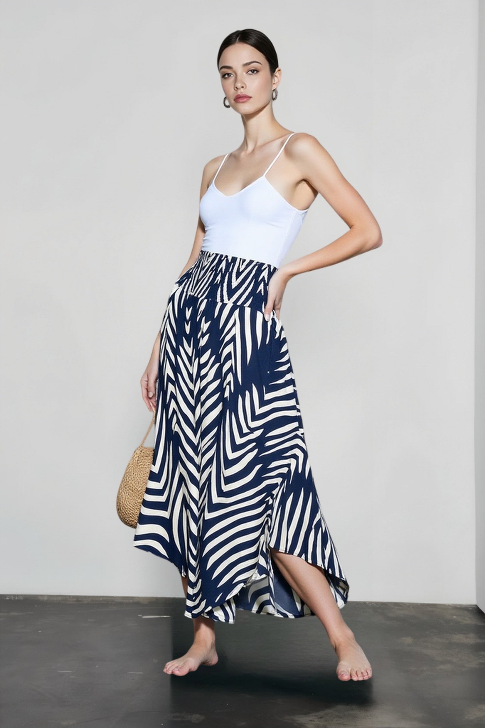 Leaf Print Flowy Vacation Skirt