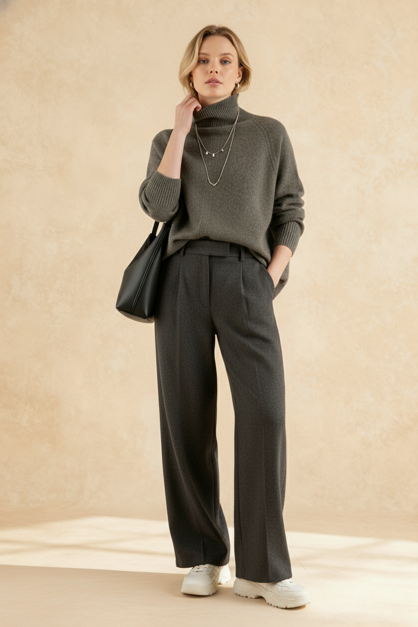 Turtleneck Wool Split Sweater