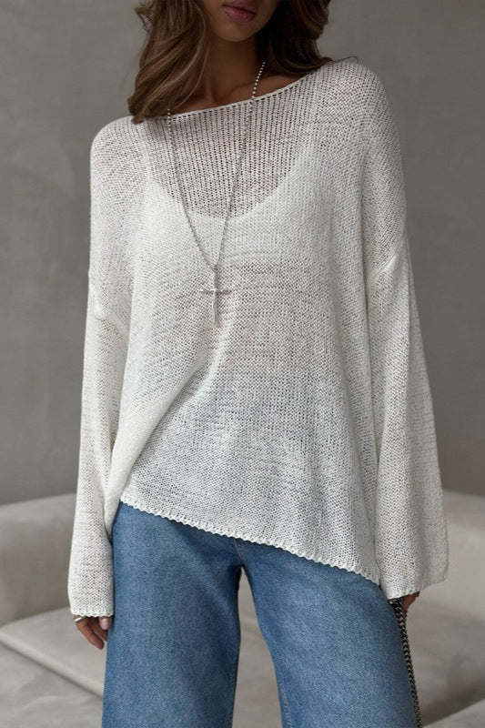 Casual Hollow Knit Pullover Sweater