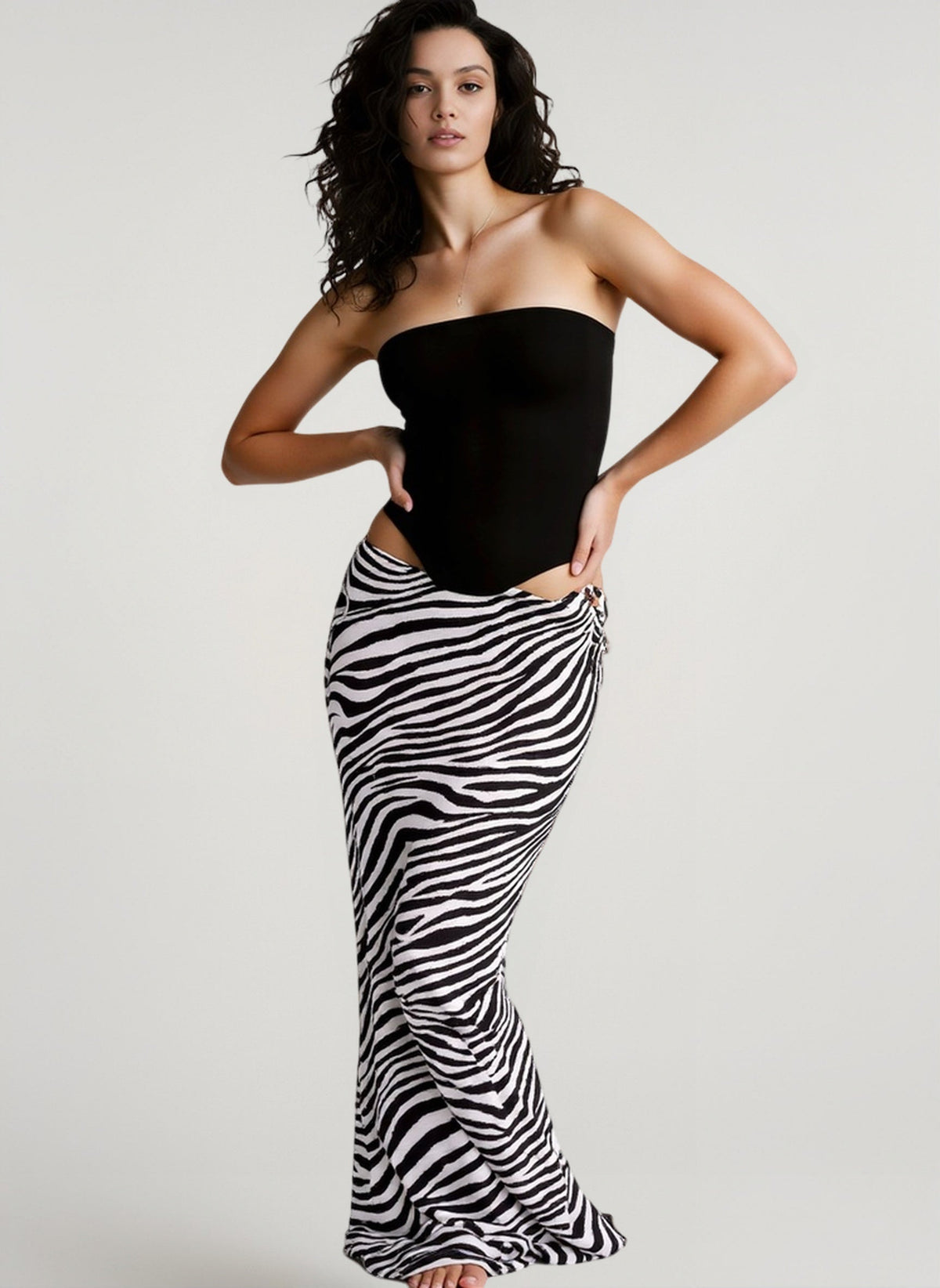 Floral Print Low Rise Side Tie Cut Out Bodycon Maxi Skirt 9