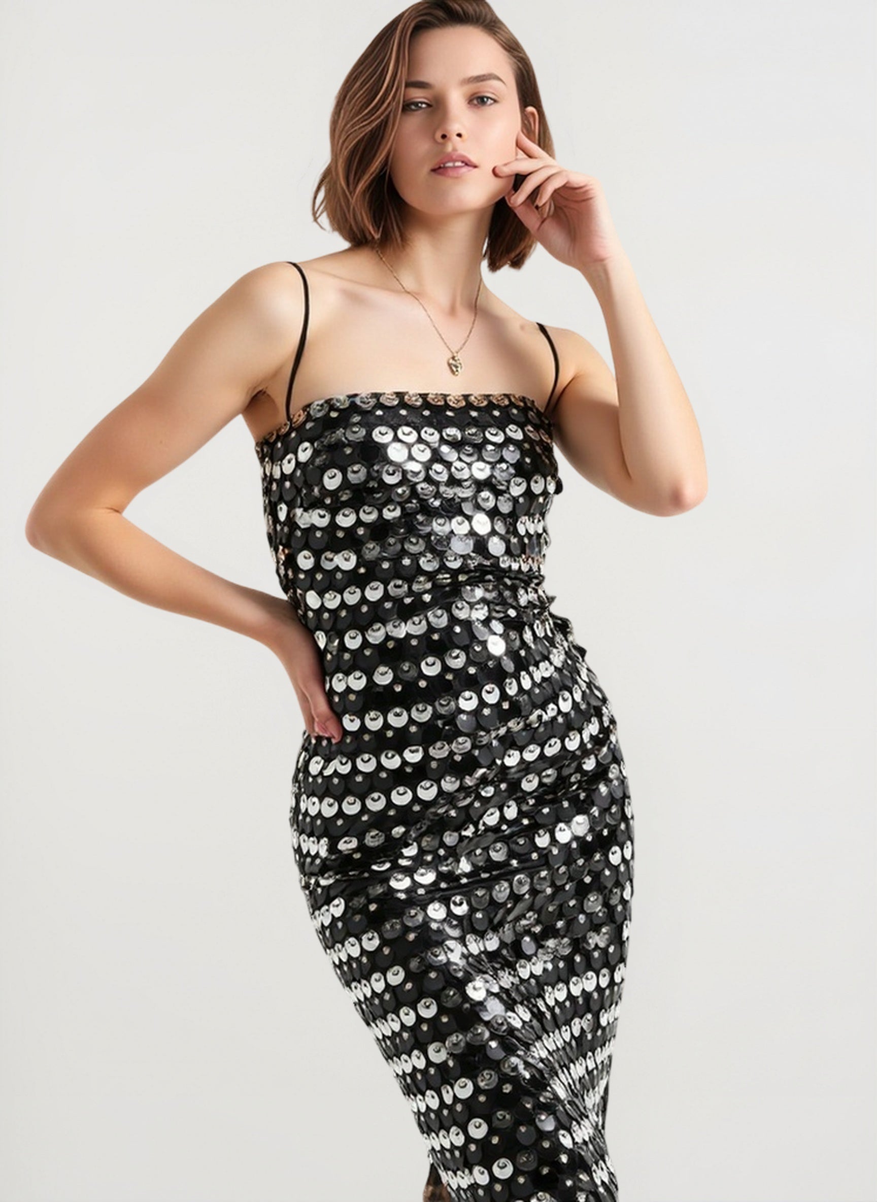 Beaded Irregular Midi Dress