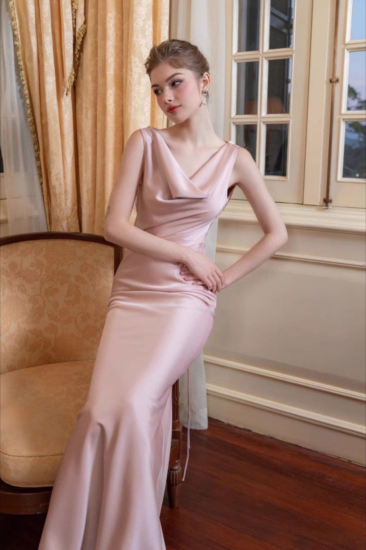 Elegant Satin Sheath Reception Dress