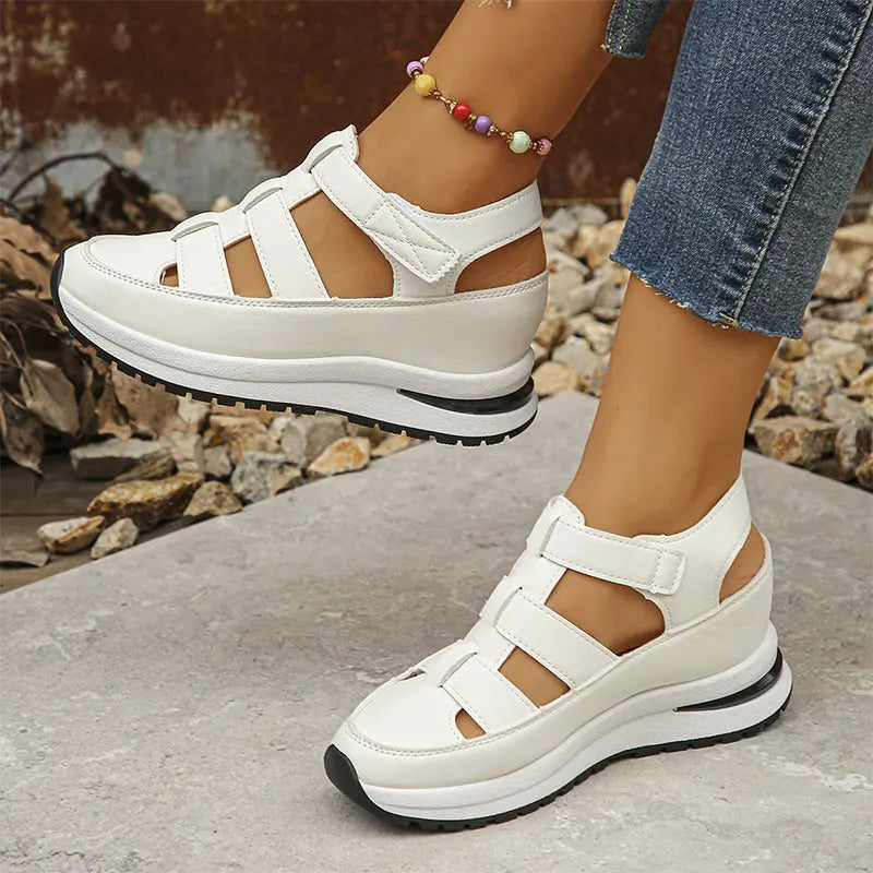 Cutout Closed Toe Platform Fisherman Sandals