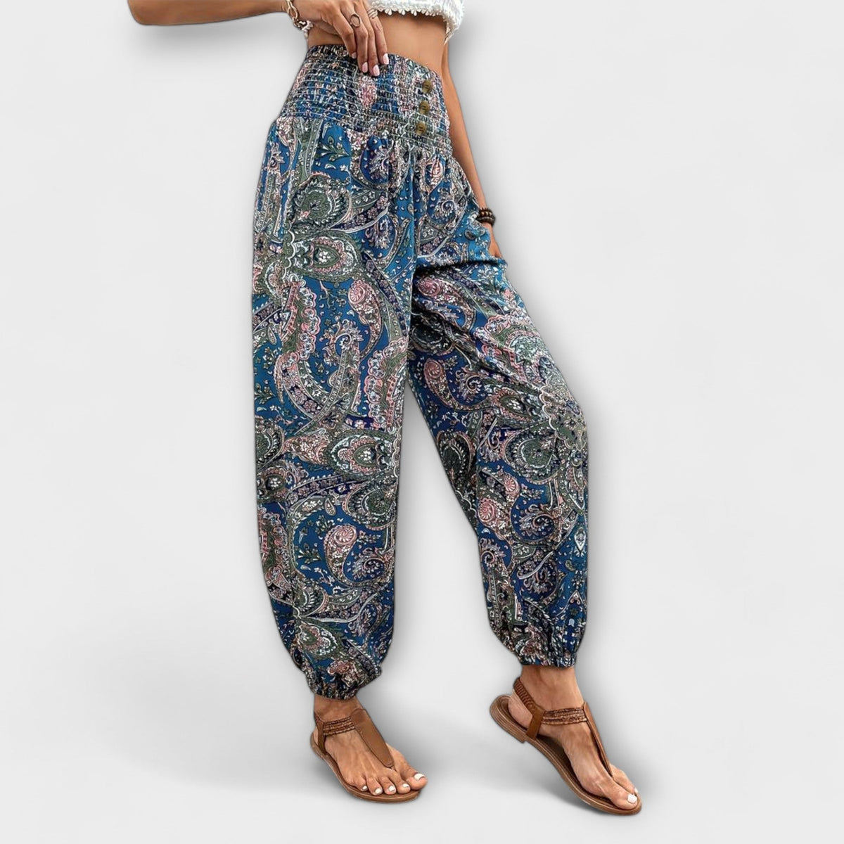 High Waist Boho Print Harem Pants