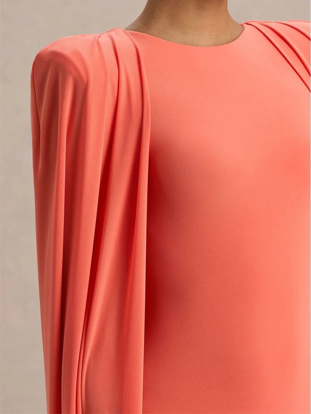 Cape Sleeve Round Neck Bodycon Maxi Gown - View 4