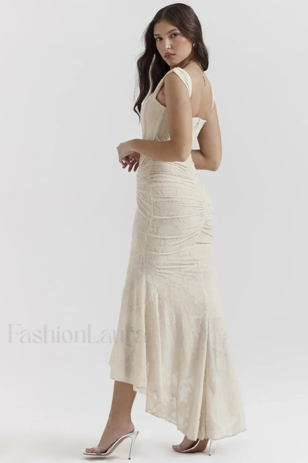 Cesca Retro Cream Charming White Floral Maxi Dress