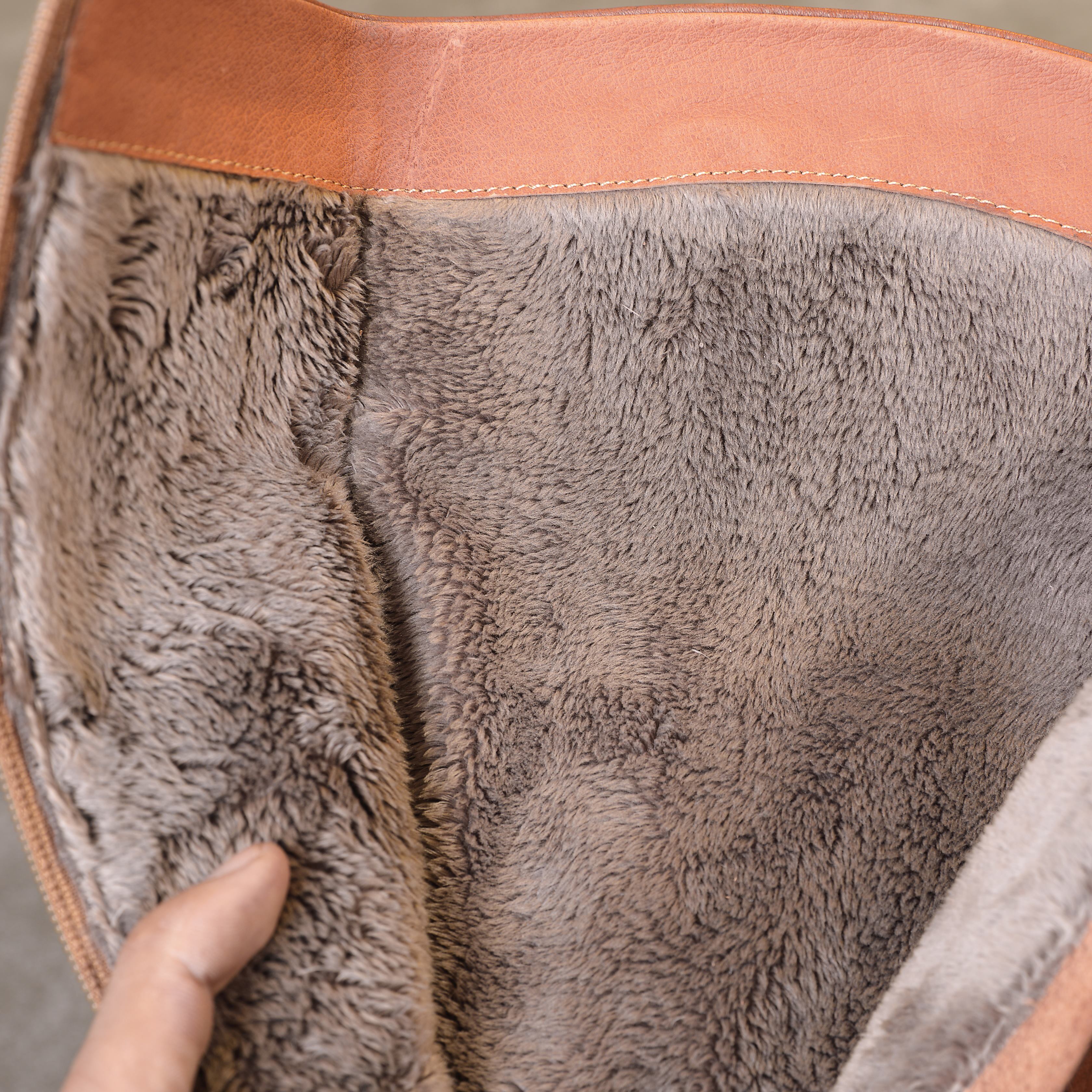 Round Toe Retro Boots Handmade Women'S Leather Knee-High Boots Soft Bottom Flat Black/Coffee/Yellow