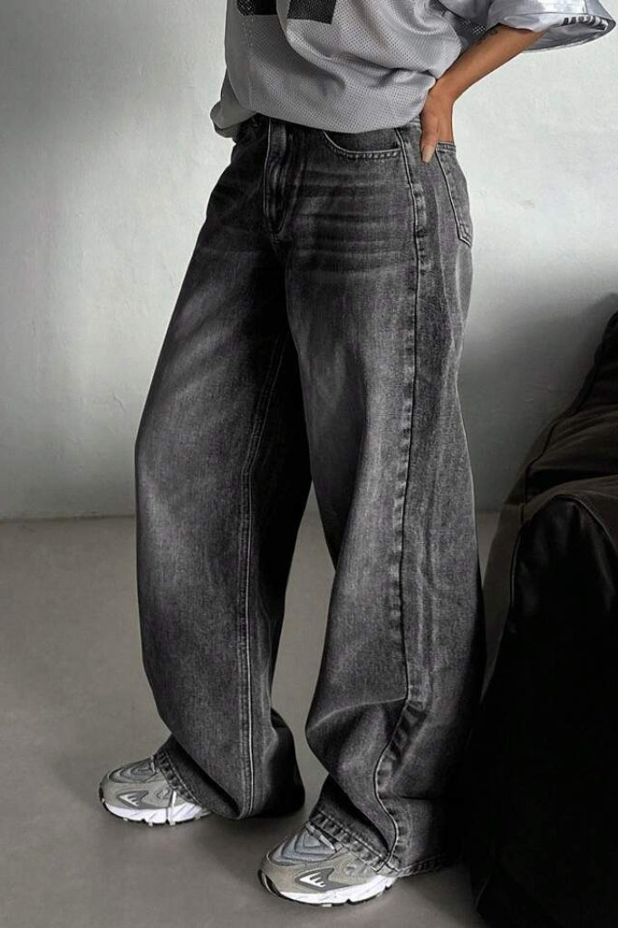 High-Waist Vintage Washed Denim Jeans