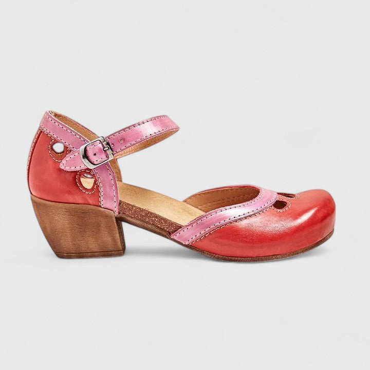 Round Toe Ankle Strap Block Heel Mary Jane Pumps