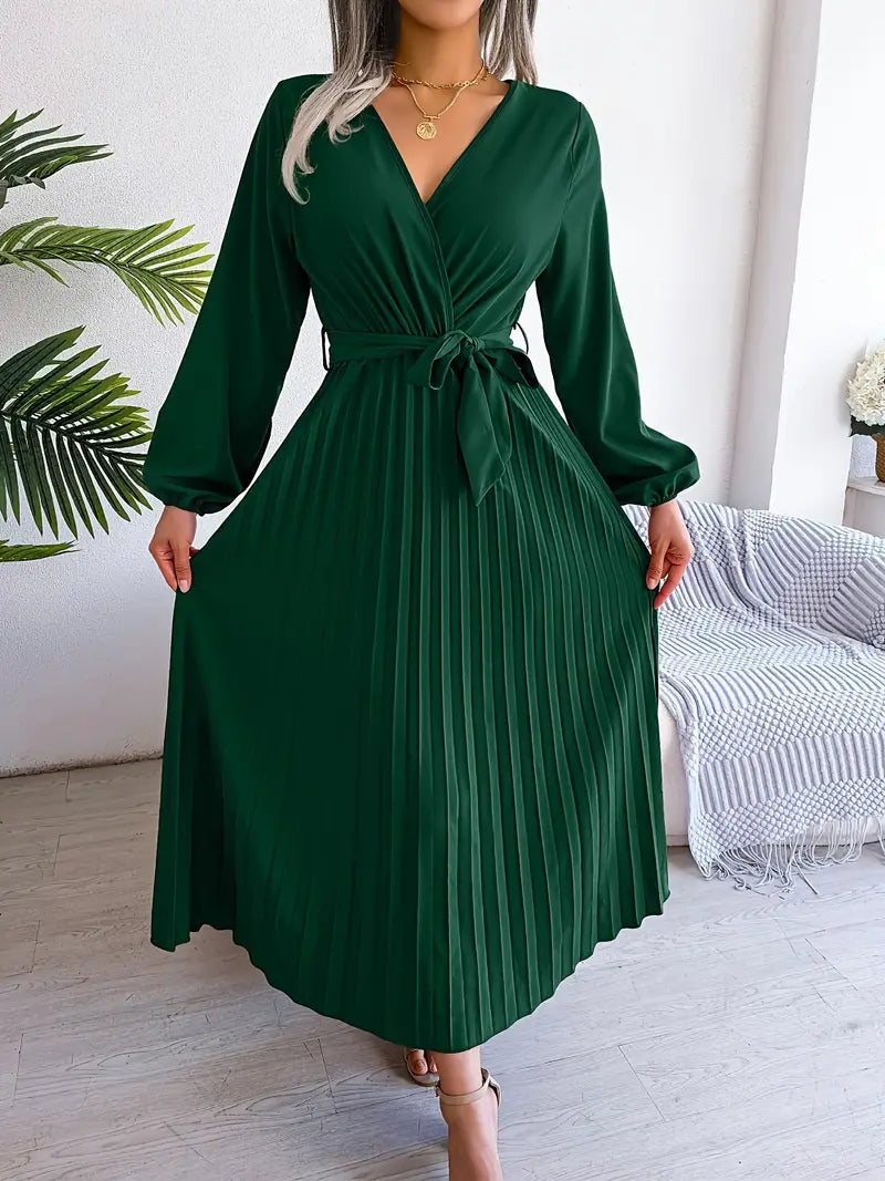 Effortless Verónica Pleated Midi Dress Chic Silhouette Collection