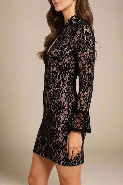 Charlotte Long Sleeve Bodycon Mini Dress - Classic Black