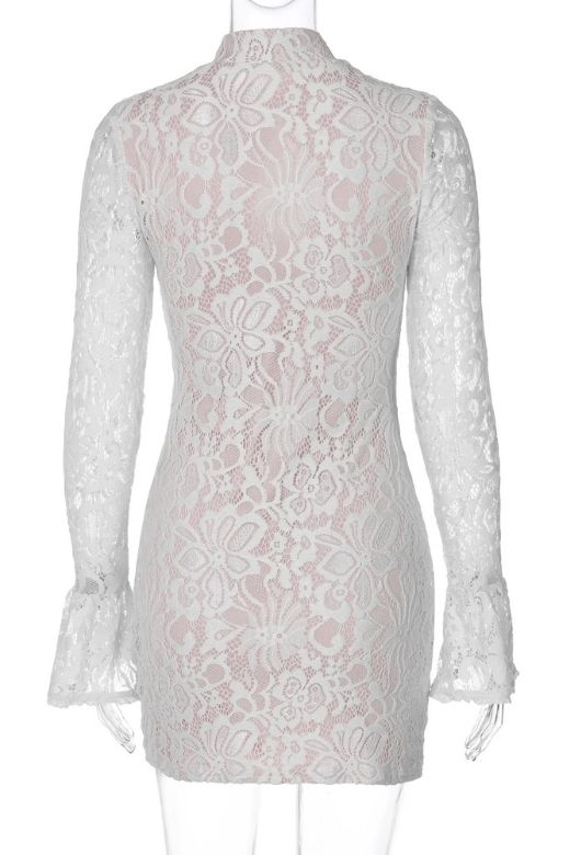 Charlotte Long Sleeve Bodycon Mini Dress - Cream