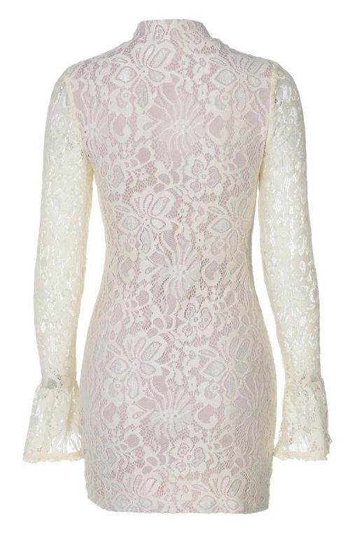 Charlotte Long Sleeve Bodycon Mini Dress - Cream