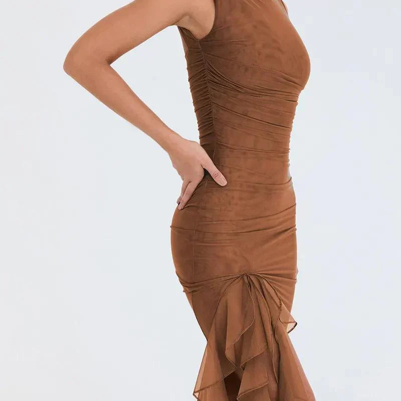Midi Encarnación Dress with Ruffles for Women Holiday Party Outfit