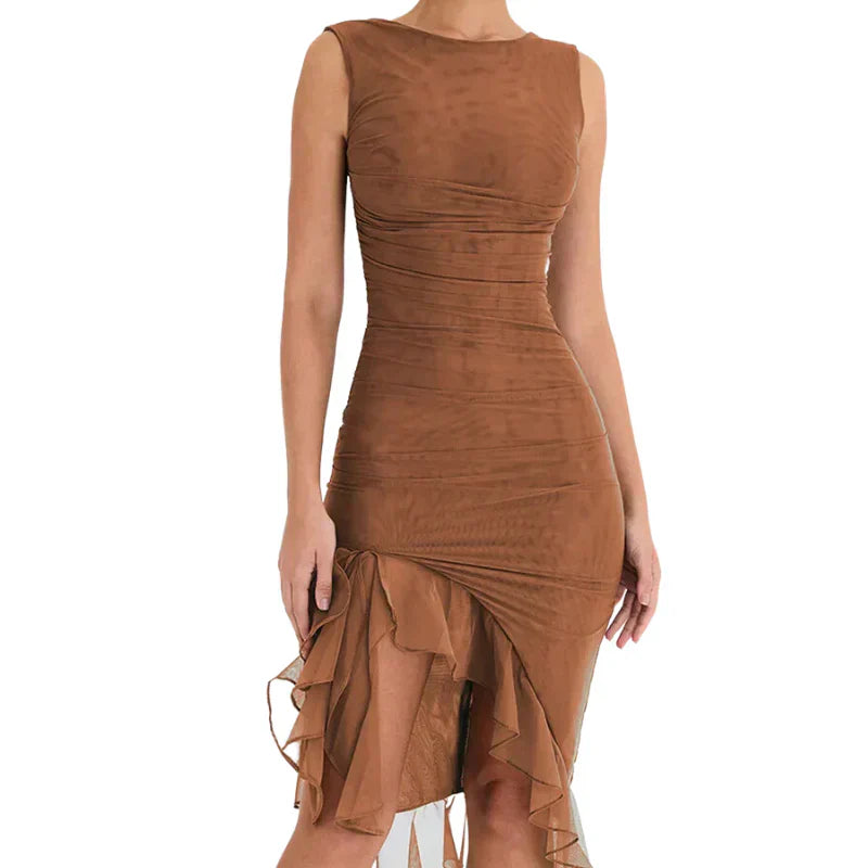 Midi Encarnación Dress with Ruffles for Women Holiday Party Outfit