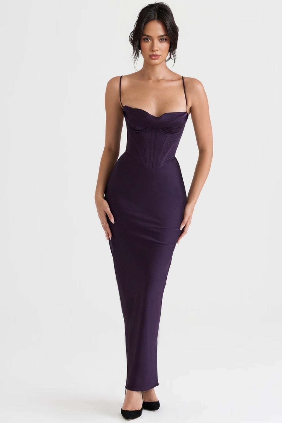 Spaghetti Strap Corset Bodice Bodycon Maxi Dress