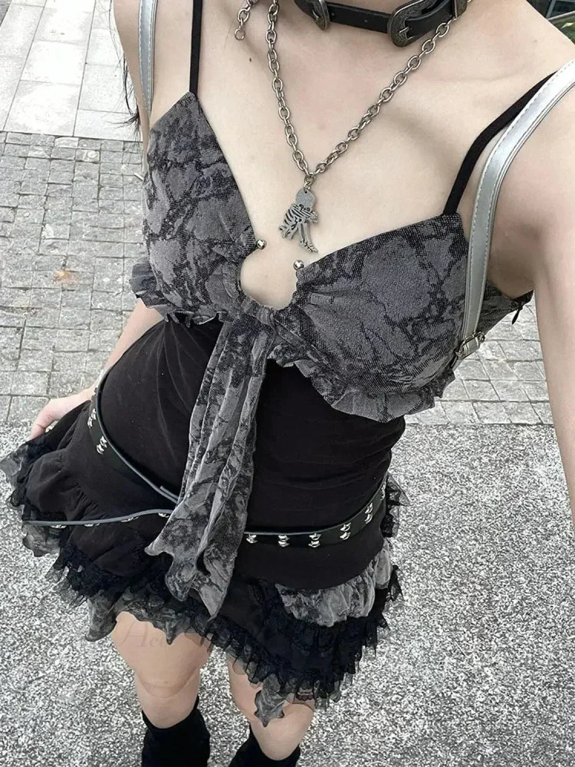 Charming Lace Camisole Mini Dress - View 5