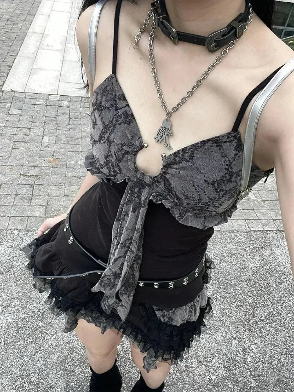 Charming Lace Camisole Mini Dress - View 2