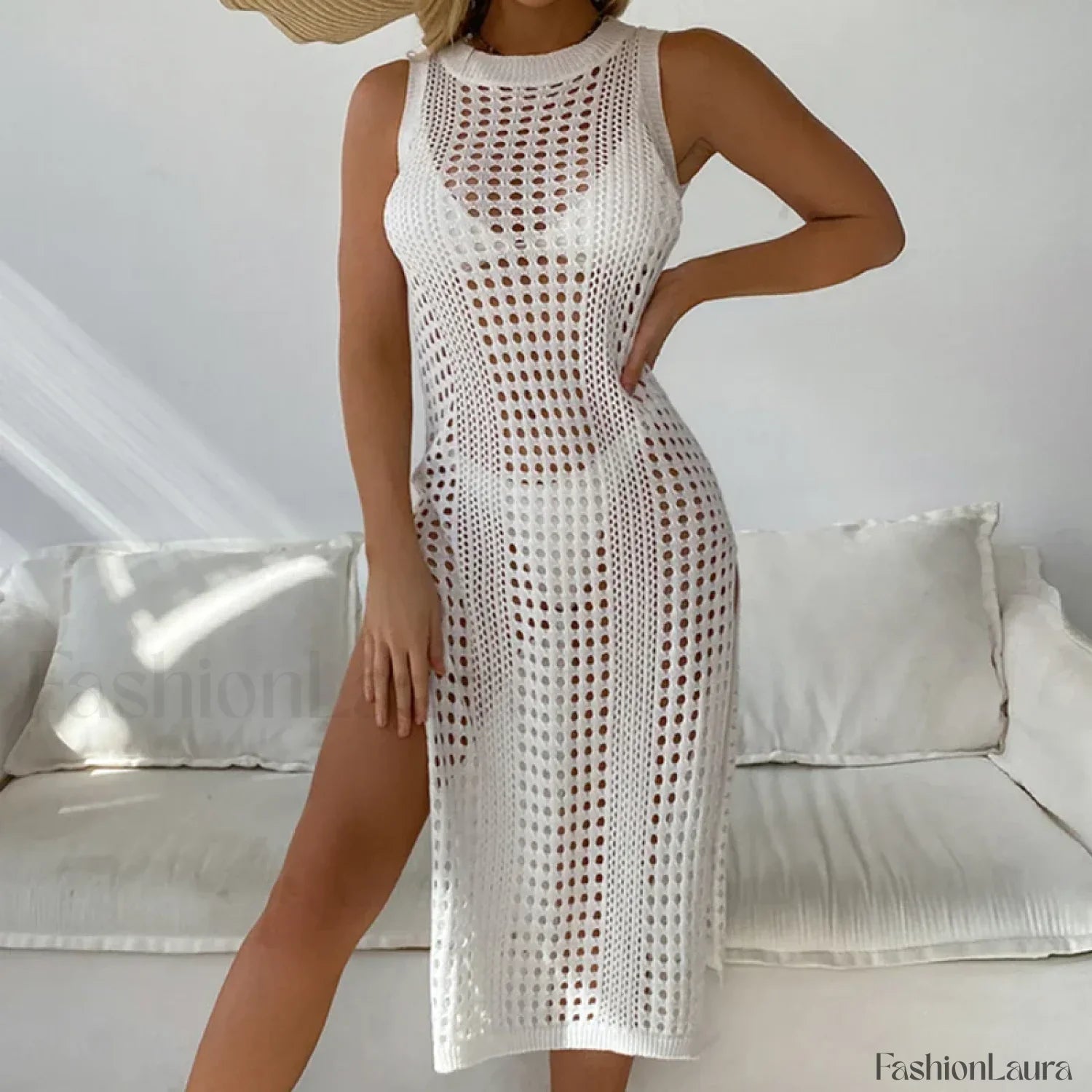 Chic Round Neck Sleeveless Cover Up