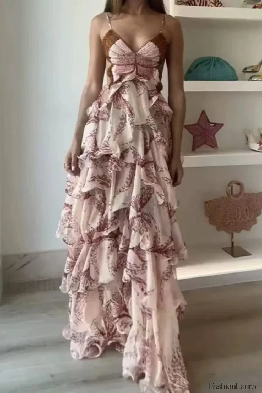 Chic V-Neck Pleated Boho Dress