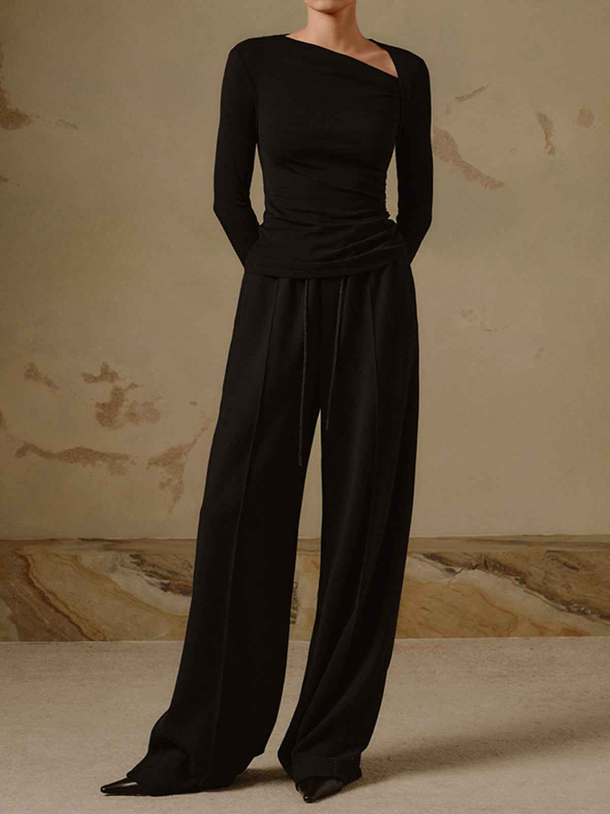 Chic Asymmetrical Women's Top with Elegant Design and Versatile Fit