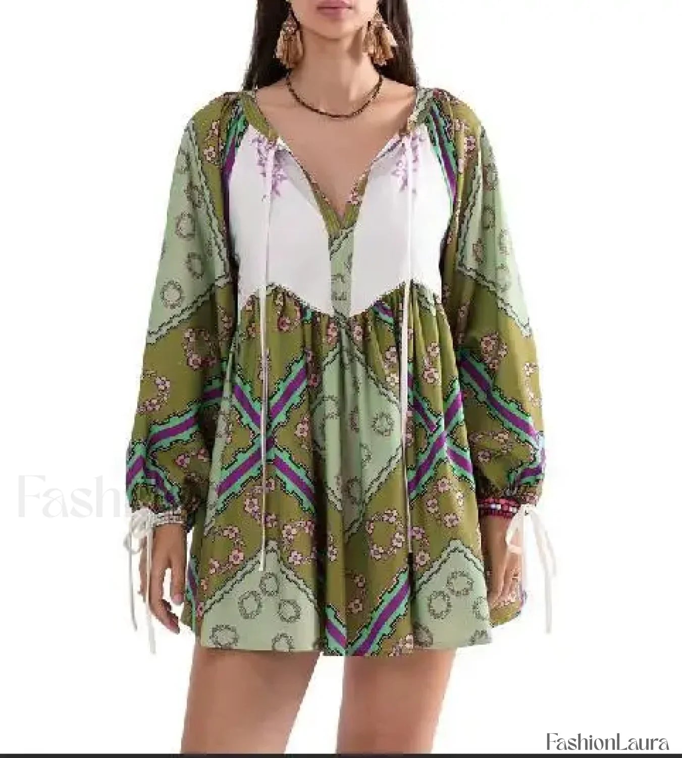 Chiffon Floral Tunic Boho Dress