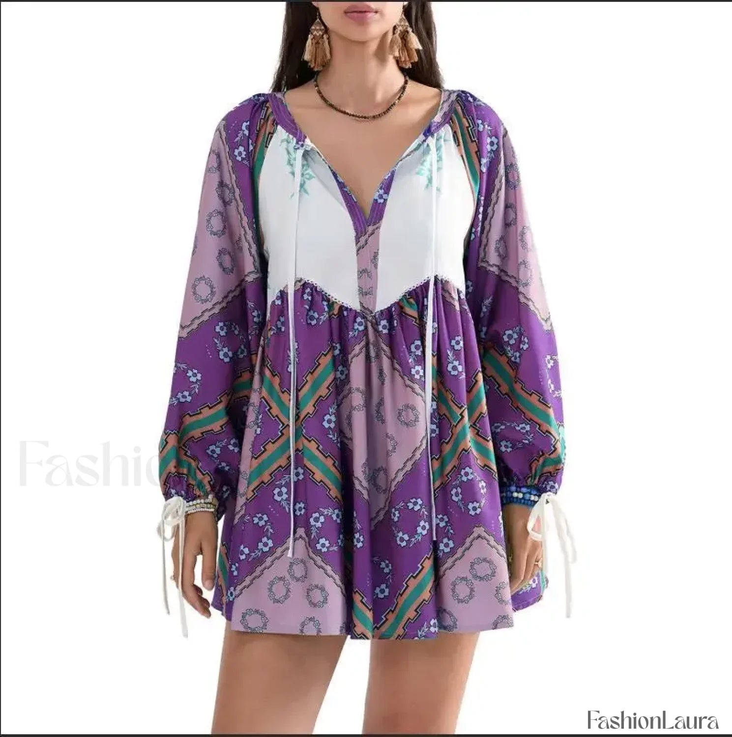 Chiffon Floral Tunic Boho Dress